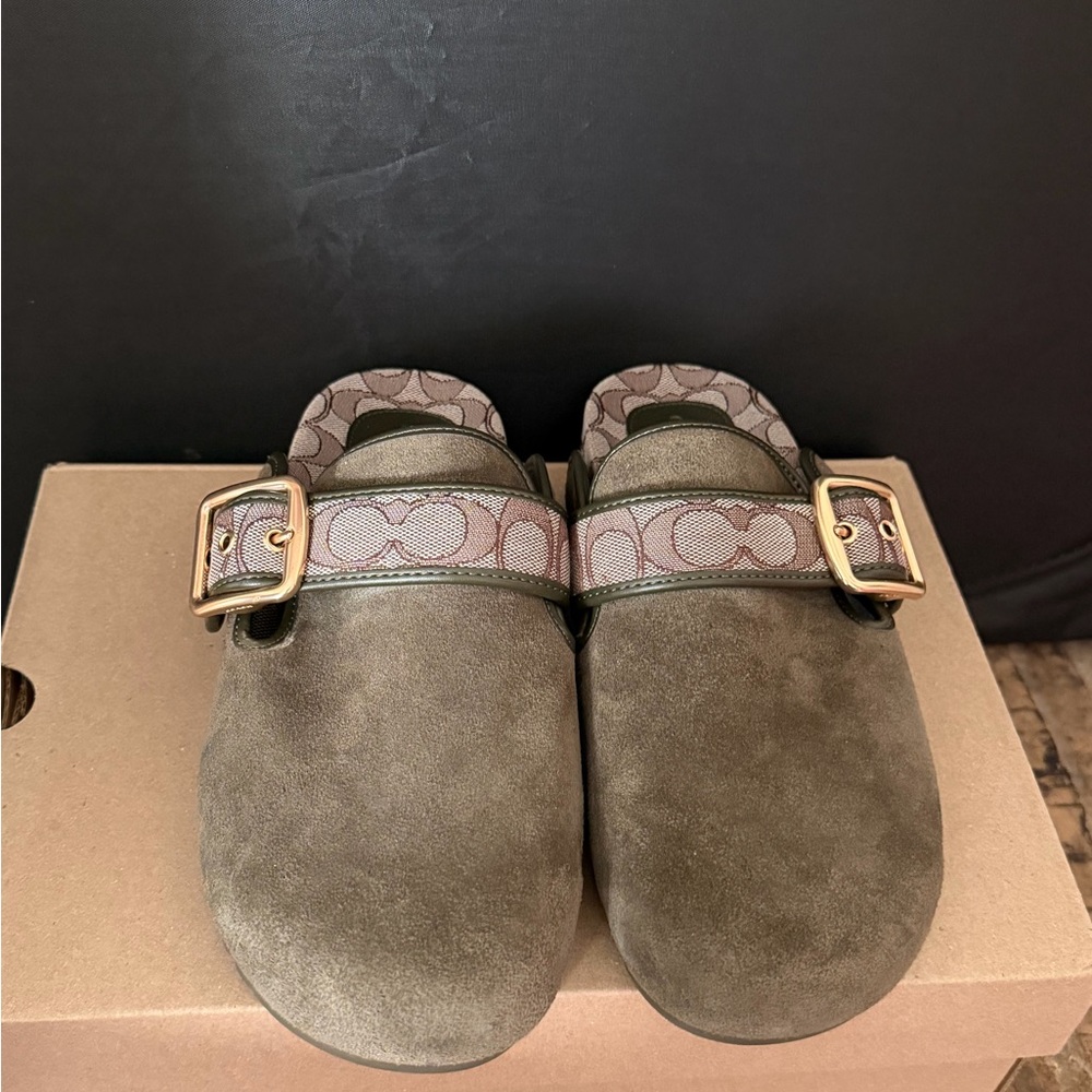 Coach Archival Buckle Clog Olive NIB
